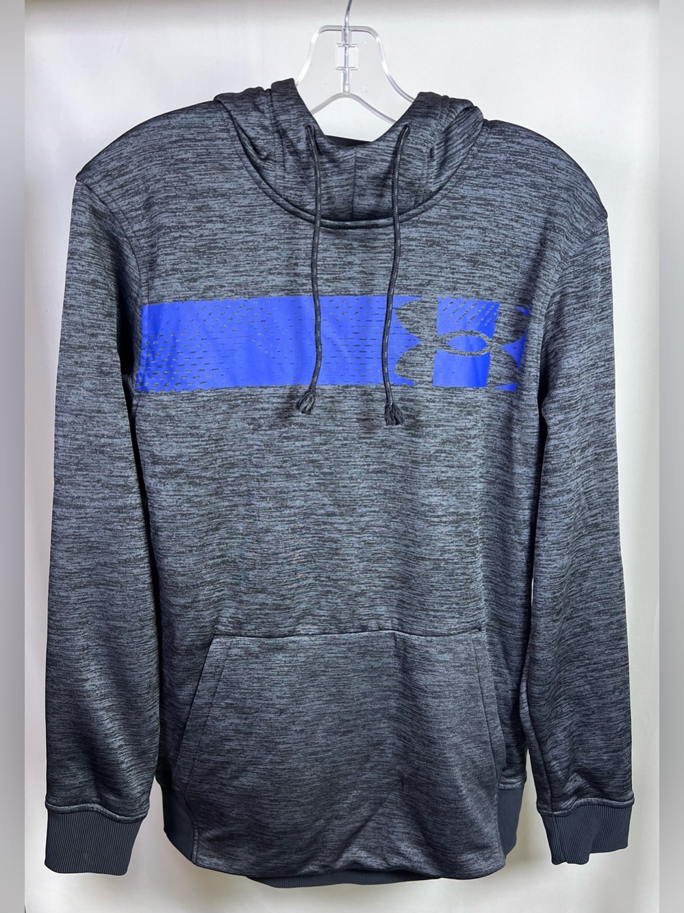 Under Armour Dark Gray Heathered Cold Gear Loose Fit Hoodie with Blue Logos